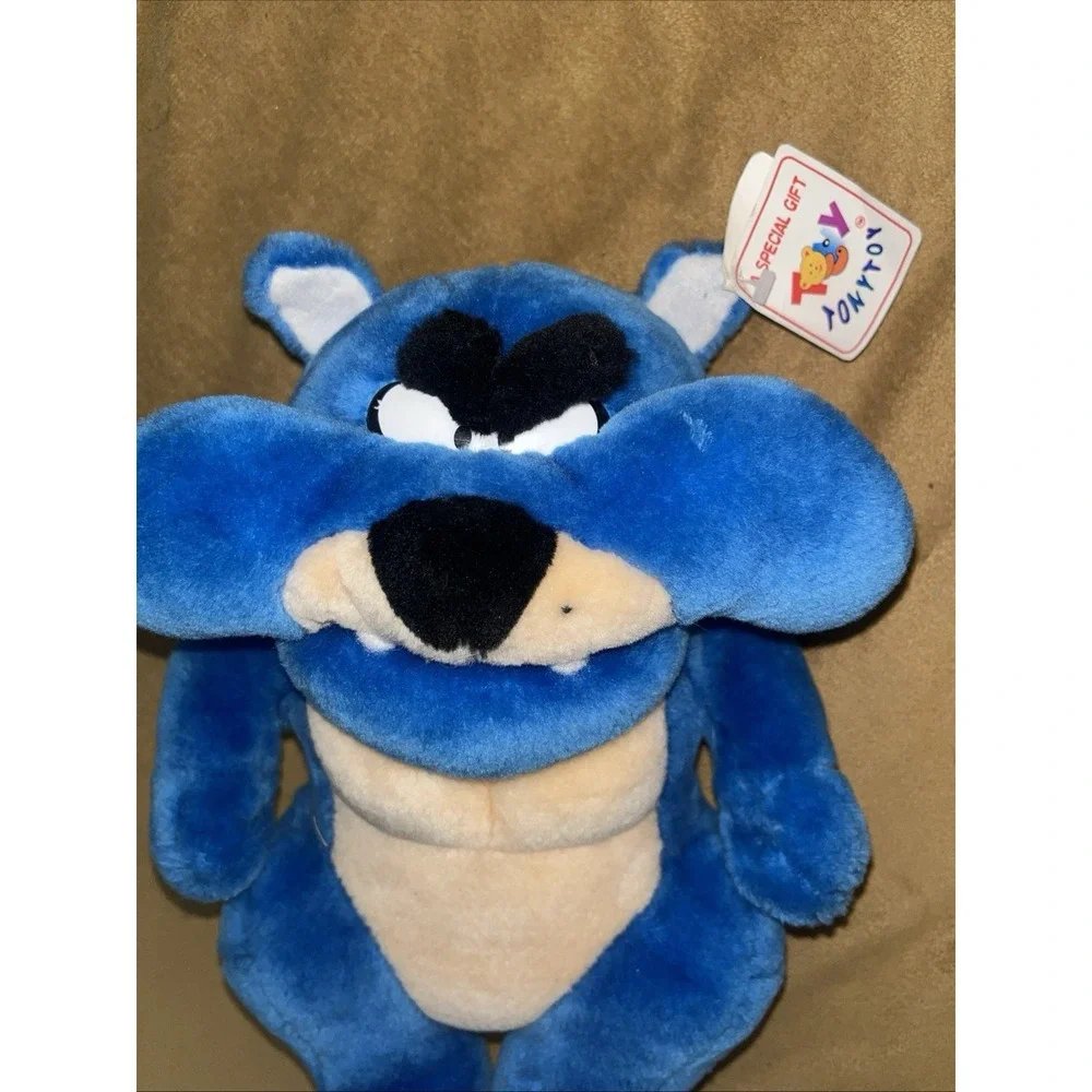 Vintage 80s‎ Blue Bulldog Plush Toy Tonytoy with tags 1980 Carnival Toy New VTG